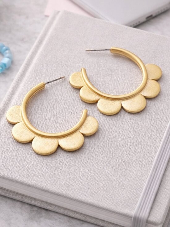 Susan Shaw Jewelry - Adorable! Susan Shaw Gold Scallop Hoop Earrings — Elevated Everyday